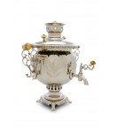 Samovar on coal, charcoal, firewood 4.5 liters ball form Nickelplated