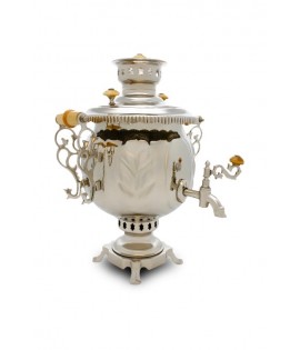 Samovar on coal, charcoal, firewood 4.5 liters ball form Nickelplated