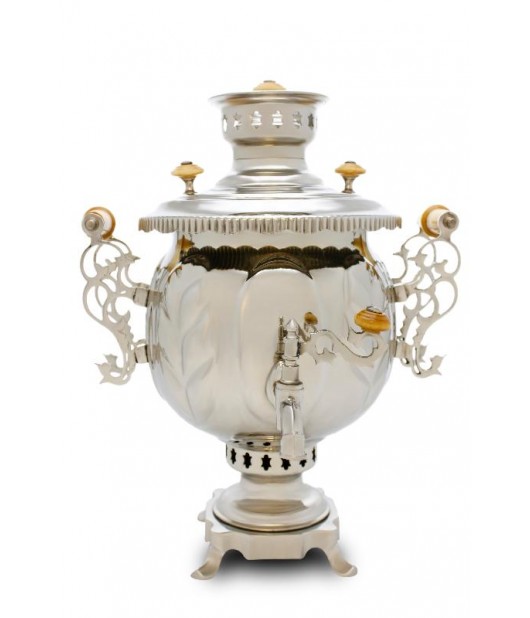 Samovar on coal, charcoal, firewood 4.5 liters ball form Nickelplated