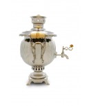 Samovar on coal, charcoal, firewood 4.5 liters ball form Nickelplated