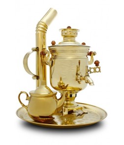 Samovar on coal, charcoal, firewood 7 liters "Classic" in the set of "Present" Samovar on coal, charcoal, firewood 7 liters "Classic" in the set of "Present"