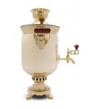 Samovar on wood 5L with stainless steel Teapot, brass tray