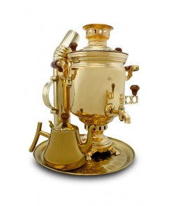 Samovar on wood 5L with stainless steel Teapot, brass tray Samovar on wood 5L with stainless steel Teapot, brass tray