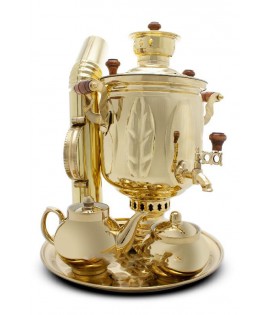 Samovar on coal, charcoal, firewood 5 liters "Golden List" in the set "Gift"