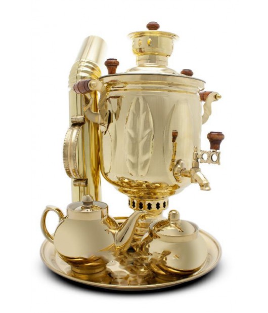 Samovar on coal, charcoal, firewood 5 liters "Golden List" in the set "Gift"