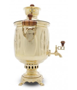 Samovar on coal, charcoal, firewood 5 liters "Gold leaf" in a set of "Present"
