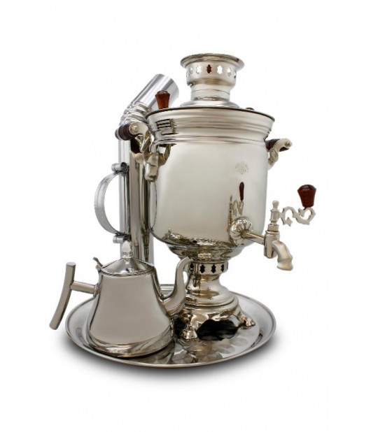 Samovar on coal, charcoal, firewood 5 liters with stainless steel teapot