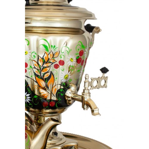 Traditional Russian samovar  Wild flowers hand-painting