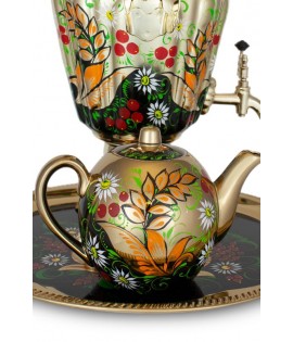 Samovar Russian electric 3 liters "Traditional" in the set "Wild flowers" hand-painting  Samovar Russian electric 3 liters "Traditional" in the set "Wild flowers" hand-painting