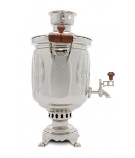 Samovar on coal, charcoal, firewood 5 liters "Silver Leaf" in the set of "Present"