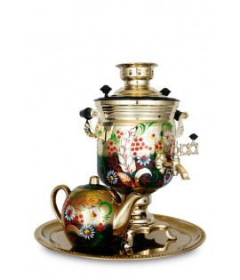 Samovar Russian electric 3 liters "HotPot" in the set "Wild flowers" hand-painting  Samovar Russian electric 3 liters "HotPot" in the set "Wild flowers" hand-painting