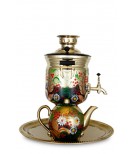 Samovar Russian electric 3 liters "HotPot" in the set "Wild flowers" hand-painting 