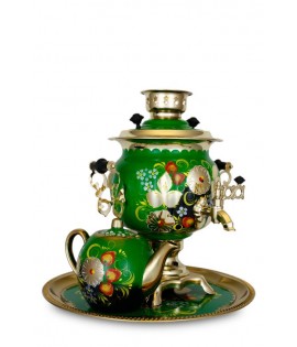 Samovar Russian traditional electric 3 liters "Roung" in the set "Chamomile" hand-painting  Samovar Russian traditional electric 3 liters "Roung" in the set "Chamomile" hand-painting