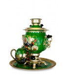 Samovar Russian traditional electric 3 liters "Roung" in the set "Chamomile" hand-painting 