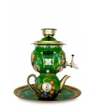 Samovar Russian traditional electric 3 liters "Roung" in the set "Chamomile" hand-painting 