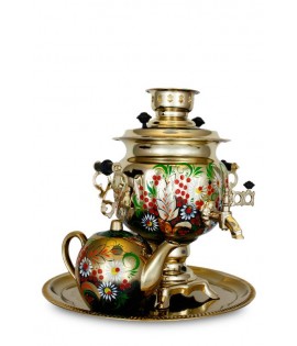 Samovar Russian electric 3 liters "Oval" in the set "Wild flowers" hand-painting  Samovar Russian electric 3 liters "Oval" in the set "Wild flowers" hand-painting