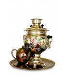 Samovar Russian electric 3 liters "Oval" in the set "Wild flowers" hand-painting 