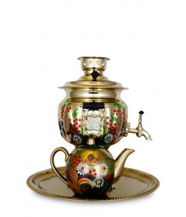 Samovar Russian electric 3 liters "Oval" in the set "Wild flowers" hand-painting  Samovar Russian electric 3 liters "Oval" in the set "Wild flowers" hand-painting