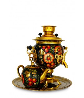 Samovar electric 3 liters "Oval" in the set "Apple Classic Khohloma" hand-painting  Samovar electric 3 liters "Oval" in the set "Apple Classic Khohloma" hand-painting