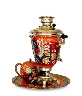 Samovar electric 3 liters "Vase" in the set "Glukhari" hand-painting  Samovar electric 3 liters "Vase" in the set "Glukhari" hand-painting