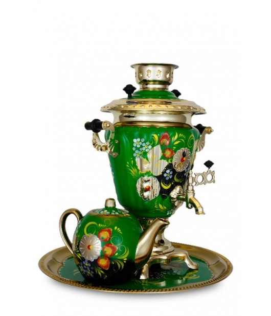 Samovar electric 3 liters "Vase" in the set "Field berry" hand-painting 