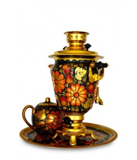 Samovar electric 3 liters "Cone" in the set "Apple Classic Khohloma" hand-painting  Samovar electric 3 liters "Cone" in the set "Apple Classic Khohloma" hand-painting