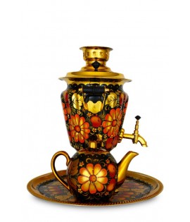 Samovar electric 3 liters "Cone" in the set "Apple Classic Khohloma" hand-painting  Samovar electric 3 liters "Cone" in the set "Apple Classic Khohloma" hand-painting