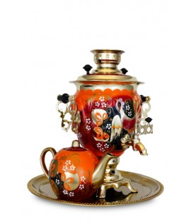 Samovar electric 3 liters "Tula" in the set "Capercaillie" hand-painting  Samovar electric 3 liters "Tula" in the set "Capercaillie" hand-painting