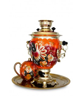 Samovar electric 3 liters "Tula" in the set "Capercaillie" hand-painting  Samovar electric 3 liters "Tula" in the set "Capercaillie" hand-painting