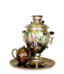 Samovar Russian electric 3 liters "Acorn" in the set "Wild flowers" hand-painting 