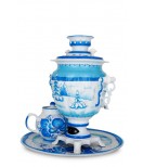 Samovar electric 3 liters "Tula" in the set "Winter Gzhel" hand-painting 