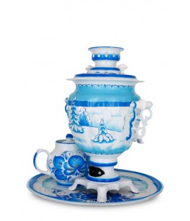 Samovar electric 3 liters "Tula" in the set "Winter Gzhel" hand-painting  Samovar electric 3 liters "Tula" in the set "Winter Gzhel" hand-painting