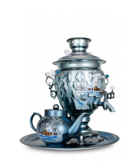 Samovar electric 3 liters "Tula" in the set "Winters Night" hand-painting 