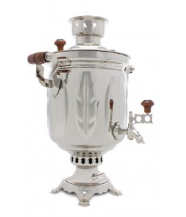 Samovar on coal, charcoal, firewood 5 liters "Silver Leaf" in the set "Gift"