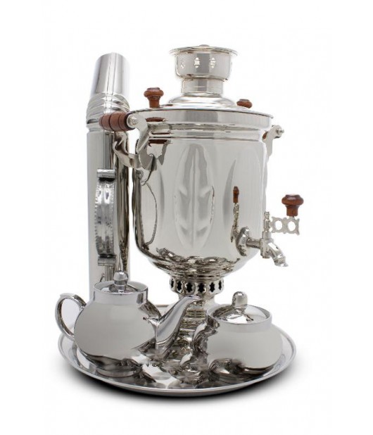 Samovar on coal, charcoal, firewood 5 liters "Silver Leaf" in the set "Gift"