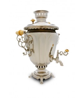 Samovar on coal, charcoal, firewood 5 liters "Pigtail" nickel plated