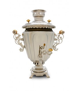 Samovar on coal, charcoal, firewood 5 liters "Pigtail" nickel plated