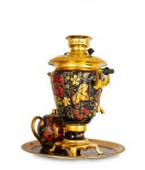 Samovar electric 3 liters "Cone" in the set "Classical Khokhloma" hand-painting 