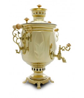 Samovar on coal, charcoal, firewood 5 liter "Exclusive" Gold Brass