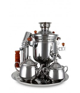 Samovar on coal, charcoal, firewood 2.5 liters "Nickel Prince" in a set