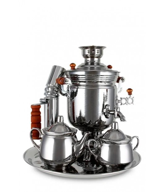 Samovar on coal, charcoal, firewood 2.5 liters "Nickel Prince" in a set