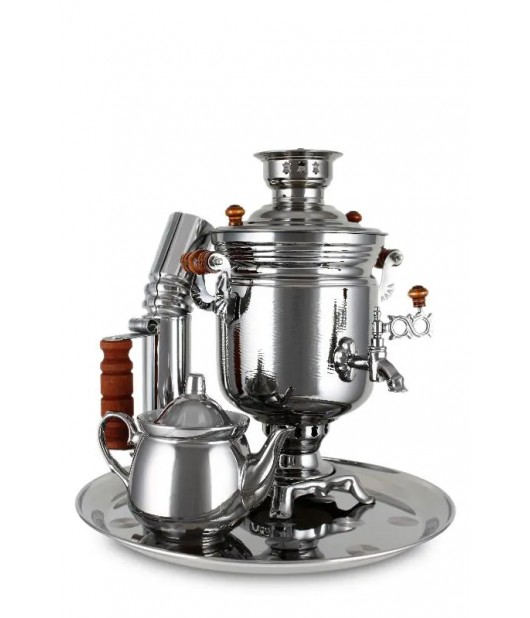 Samovar on coal, charcoal, firewood 2.5 liter "Nickel Prince" in the set "Gift"