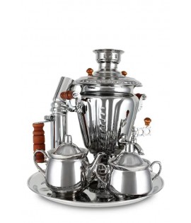 Samovar on wood, coal, 2.5 liters "Silver Teapot" with sugar bowl 