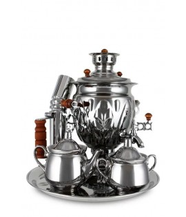 Samovar on wood, coal, 2.5 liters "Nickel Acorn" in set of "Gift"