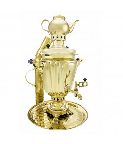 Samovar on coal, charcoal, firewood 5 liters "Glass with edges" in a set of "Present" Samovar on coal, charcoal, firewood 5 liters "Glass with edges" in a set of "Present"