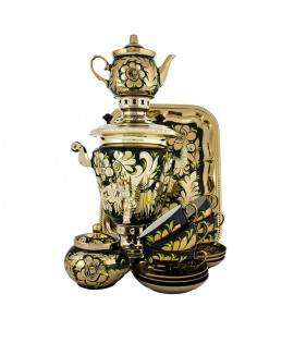 Samovar electric 3 liters "Cone" in the set for tea drinking "Cock on the Gold" hand-painting  Samovar electric 3 liters "Cone" in the set for tea drinking "Cock on the Gold" hand-painting