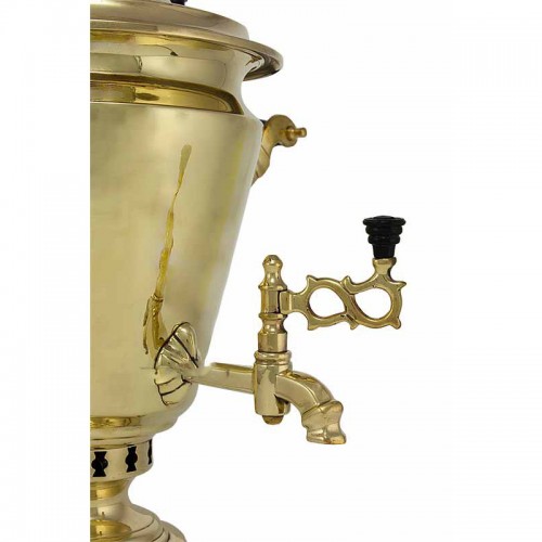 Lot - Russian Brass Coal Samovar with Undertray, H overall: 25 in