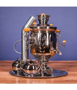 Samovar on coal, charcoal, firewood 5 liters "Exclusive" in a set of "Present"
