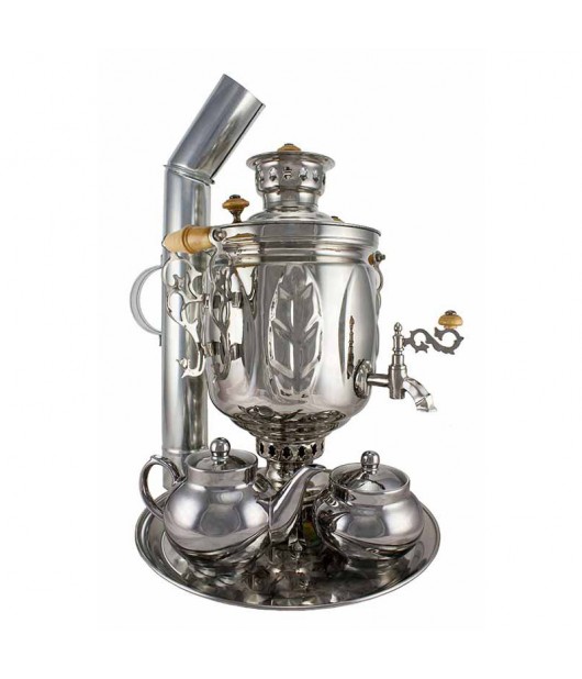 Samovar on coal, charcoal, firewood 7 liters Classic in the set of Present  : : Home