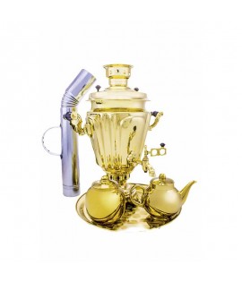 Samovar on coal, charcoal, firewood 7 liters "Glass with edges" in the set "Gift"